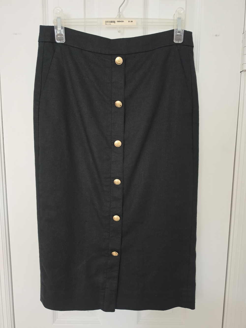 NWOT J. Crew Black Button-Front Skirt